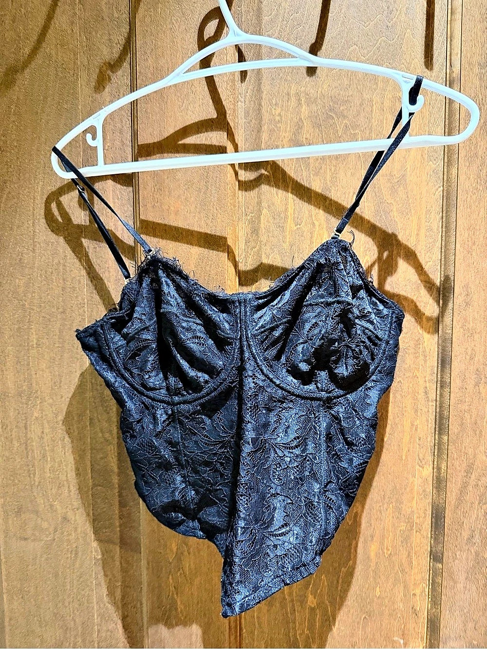 Hunter & Brown Black Floral Lace Bustier Size Large